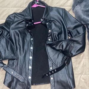 Fashion Nova button down leather blouse